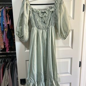 Elegant Light Green Off-Shoulder Dress